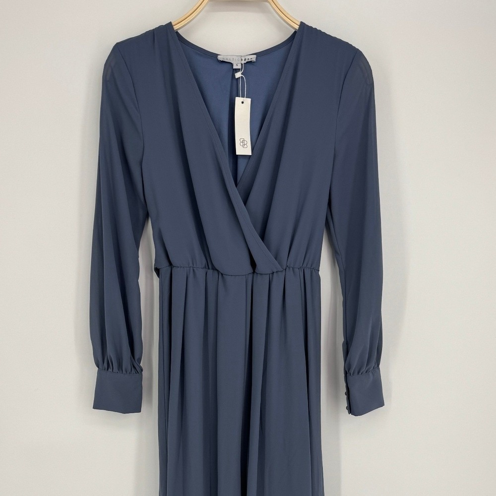 Baltic Born Lydia Maxi Dress Small Slate Blue Long Sleeve Formal Elegant Event - Picture 4 of 10